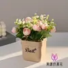 Hortensia Rosa Pequeño Bonsái Flores Artificiales Sala de Estar Estudio Flores Falsas Artificiales Decoración de Escritorio de Oficina Pequeños Adornos en Maceta