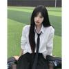 Camisa Blanca de Manga Larga para Mujer Otoño 2024 Nuevo Estudiante Estilo Universitario Japonés Holgada Versátil Uniforme de Camisa de Corbata JK