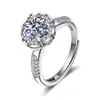 Anel de Moda Coreana Sense Live Source Avançado para Mulheres com Diamante de Quatro Corações Moissanite Anel de Casamento Venda Direta