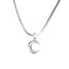 Yunyao Acero de Titanio Chapado en Oro de 18K Cadena Plana Hueso de Serpiente que No se Desvanece Collar de Luna para Mujeres Gargantilla Simple de Acero Inoxidable con Forma de Hoja
