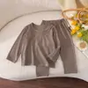 Nuevo Estilo Otoño Conjunto de Ropa para Casa sin Etiquetas para Niños Niños Niñas Mediano y Grande Pijama de Niños Top de Otoño Pantalones de Otoño Conjunto Cálido de Invierno