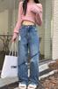 Pantalones vaqueros de cintura alta, ajustados, de pierna ancha y estilo retro, finos, rasgados, largos y a la moda para mujer.