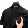 Verão Nova Camiseta Masculina Casual de Manga Curta Bordada com Decote Redondo Jacquard Estampa Escura Solta Sedosa Antiamassado Fina