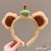 Faixa de cabeça fofa com orelhas de panda para lavar o rosto, faixa de cabeça de pelúcia de desenho animado com coroa alta para mulheres, faixa para maquiagem e lavar o cabelo, acessório de cabelo