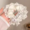 Elástico de Cabelo Oversized Estilo Coreano Intestino de Porco, Corda de Cabelo Versátil com Renda de Bolinhas, Elástico para Rabo de Cavalo Alto, Elástico de Borracha, Acessório de Cabelo de Alta Qualidade
