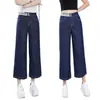 Tallas Grandes 2026 Primavera/Verano Nuevos Jeans de Pierna Recta para Mujer MM Gordita Sueltos con Sentido del Diseño Adelgazante Pantalones Anchos Cortos