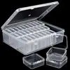 Caja de Almacenamiento Transparente de 30 Compartimentos para Joyería, Organizador con Tapa abatible, Caja de Almacenamiento Multifuncional a Prueba de Polvo