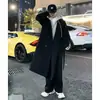 Abrigo acolchado estilo británico de dos piezas falsas para hombres y mujeres, gabardina estilo coreano para otoño e invierno, abrigo de alta gama de longitud media