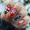 Unhas Vestíveis com Gradiente Arco-Íris de Natal Lindo Patch de Arte para Unhas de Floco de Neve Unhas Postiças Manchas Multicor Venda por Atacado
