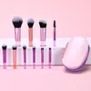 Paquete de 10 Mini Juegos de Brochas de Maquillaje Brocha para Rubor Brocha para Polvo Suelto Brocha para Sombras de Ojos Portátil Set Completo para Principiantes de Maquillaje