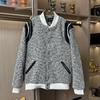 Chaqueta de Moda Estilo Chanel para Hombres y Mujeres, Chaqueta de Béisbol Tejida con Lunares Bordados de Primavera, Estilo Pareja, Top Casual para Hombres