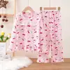 Pijama para Niña Primavera y Otoño Dulce Cuello de Muñeca Encaje de Princesa Dibujos Animados Niña Pequeña Conjunto de Manga Larga Ropa para el Hogar para Bebé