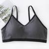 Sujetador deportivo con hebilla trasera y tirantes finos para mujer, sin aro de acero y almohadilla para el pecho, ropa interior sexy