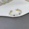 Anillo de Zirconia de Colores con Esmalte Goteante para Mujer, Lujo Accesible de Alta Gama Anillo Abierto de Estrella Estilo Ins Joyería de Mano Elegante de Nicho