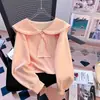Vibrante sudadera de estilo coreano, dulce y preppy, de manga larga con cuello marinero, perfecta para primavera y otoño, moderna y elegante, con estampado de letras para niños mayores