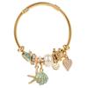 Pulseira Pandora de Aço Inoxidável com Pingente de Estrela do Mar e Concha com Diamante Pulseira Ajustável Pulseira Estilo Férias na Praia para Mulheres
