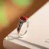 Anillo de Espiga de Trigo Viejo Vintage Estilo Étnico para Mujer Imitación Rojo Sur Arte Estilo Nacional Joyería Anillo Ajustable de Boca Suelta para Mujer