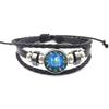 Pulsera de doce constelaciones joyería aleación de vidrio caliente europea y americana transfronteriza tejida multicapa luminosa piel de vaca azul cielo estrellado