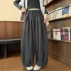 Calça feminina estilo japonês e coreano, corte relaxado, cintura alta, amarração com cordão, comprimento no tornozelo, perna larga, nova coleção de outono, caimento solto, modelagem que afina, calça de moletom casual