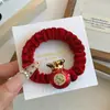 Elástico de Cabelo Gato Kt com Laço Vermelho, Corda de Cabelo Vermelha Fofa, Acessório de Cabelo Versátil para Meninas, Doce Ornamento de Cabelo para Amizade