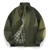Jaqueta Harrington americana de outono com zíper completo, design estiloso, estética "old money", gola alta, visual casual esportivo, versátil para o dia a dia.