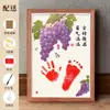 Caligrafía y pintura de huellas de manos y pies de un año, huellas de pies y manos de bebé, 100 días, luna llena, para conmemorar la paz y la alegría, marco de fotos con huellas