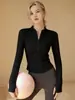 Conjunto de Roupa de Yoga Feminino Manga Longa Estilo Primavera Verão Peça Externa Justa Top para Corrida Fitness Pilates Secagem Rápida Jaqueta Esportiva