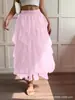 Falda de Malla Elástica de Cintura Alta, Falda Irregular de Capas tipo Pastel, Falda Larga Fluida Estilo Hada de Longitud Media