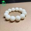 Pulsera de Raíz de Bodhi de Jade Blanco Natural Pulsera de Semillas de Bodhi Semilla Original 12-27mm Cuenta Redonda Cuenta de Buda Cuenta de Rosario Torcido a Mano Wen Play