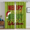 Cortinas de Grinch Navideño Decoración Festiva Cortinas Romanas Cortas Sin Taladro Cortinas Impresas Digitalmente