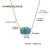 Collar Colgante Rueda de la Fortuna Nicho Lapislázuli Natural para Mujer Cadena de Clavícula Elegante Simple Titanio Acero Chapado Oro Real No se Desvanece