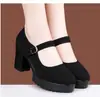 2026 Nuevos Zapatos de Tela Cómodos de Suela Blanda y Tacón Medio No Cansan para Estar de Pie Mucho Tiempo Zapatos de Trabajo para Hotel Zapatos para Mamá Zapatos de Pasarela para Mujer