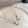Collar de acero de titanio sin color para mujer, joyería de nicho que combina con todo, cadena de suéter de celebridades de Internet exquisita de alta gama, colgante de cobre simple