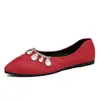 2026 Nuevos Zapatos de Abuela Elegantes de Punta Fina y Boca Baja con Cadena de Pedrería Talla Grande Estilo Primavera/Otoño Versátiles para Viajes Diarios para Damas