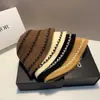 Sombrero de Pescador de Punto Estilo Coreano para Otoño e Invierno Sombrero de Pescador Rayado Versátil Sombrero de Lana Cálido para Mujer Sombrero de Pescador que Afina el Rostro y Protege los Oídos