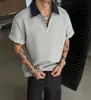 Camisa Polo de Manga Corta con Cuello Camisero para Hombre, Camiseta de Verano de Marca Moderna, Estilo Coreano Ajuste Delgado, Nueva Versátil Tendencia 2026