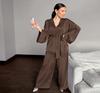 Moda Otoño/Invierno 2026 Conjunto de Pijama para Mujer Holgado de Satén Cómodo de Manga Larga y Pantalón Largo Venta al por Mayor Exclusiva Transfronteriza para el Hogar