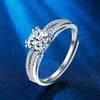 Anillo de moissanita de imitación para mujer, minoría coreana, doble fila de taladro, anillo hueco, viento frío, anillo de bodas para parejas, una generación de cabello