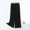 Pantalonas Largas com Bolsos de Modal Novas da Primavera 2025 Casuais de Cintura Alta Tamanho Plus Size para Gordinhas Verão Cor Sólida