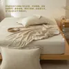 Sábana Bajera Ajustable Jacquard de Lino y Algodón Wabi-Sabi Clase A Pieza Única Juego de Tres Piezas de Algodón Puro Ropa de Cama Sencilla para Casa de Huéspedes
