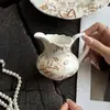 Louça de Cerâmica Marrom Floral em Relevo de Renda Estilo Francês Vintage - Tigelas, Xícaras de Café, Pires, Bules, Pratos Ovais, Pratos de Sobremesa - Atacado
