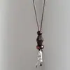 Estilo Dinheiro Velho Estilo Chinês! Colar com Pingente Marrom para Mulheres, Corrente de Clavícula de Luxo de Alto Padrão, Acessório Longo de Verão