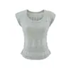 Estilo Doce Elegante Gola Redonda Tricô Vazado Camiseta Feminina Verão 2026 Novo Estiloso Cintura Alta Saia Evasê Bolo Conjunto
