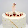 Decoración de Pastel Corona de Cumpleaños Transfronteriza Adornos para Hornear Perla Redonda Flores para Fiesta de Novia Corona Venta al por Mayor E18
