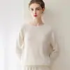 Camiseta Base de Punto 100% Cachemira Pura para Mujer, Nuevo Estilo Otoño/Invierno, Cuello Redondo Plano de 12 Puntos, Suéter Holgado y Sencillo