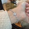 Pulsera de circonita con flor de trébol de alta versión s925, estilo francés, ligera, de lujo, elegante, combinable con todo, para mujer, otoño, nueva