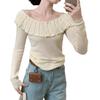 Suéter Tejido Dulce con Cuello de Muñeca Coreano para Mujer 2026 Nuevo Estilo Primavera Suave Jersey de un Hombro
