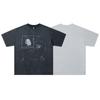 Camiseta de Manga Corta para Hombre con Estampado de Rostro Descolorido de Diseño Antiguo, Tendencia Americana, Corte Holgado, Camiseta Básica