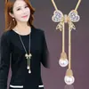 Cadena Larga Única para Suéter para Mujer Collar Versátil Simple Moda de Gama Alta Borla Accesorio para Ropa Colgante Retro