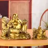 Estatueta de Buda Maitreya Ruyi de Latão Buda Maitreya de Barriga Grande Presente para Inauguração de Loja Buda Risonho Saco de Pano Bacia do Tesouro de Buda